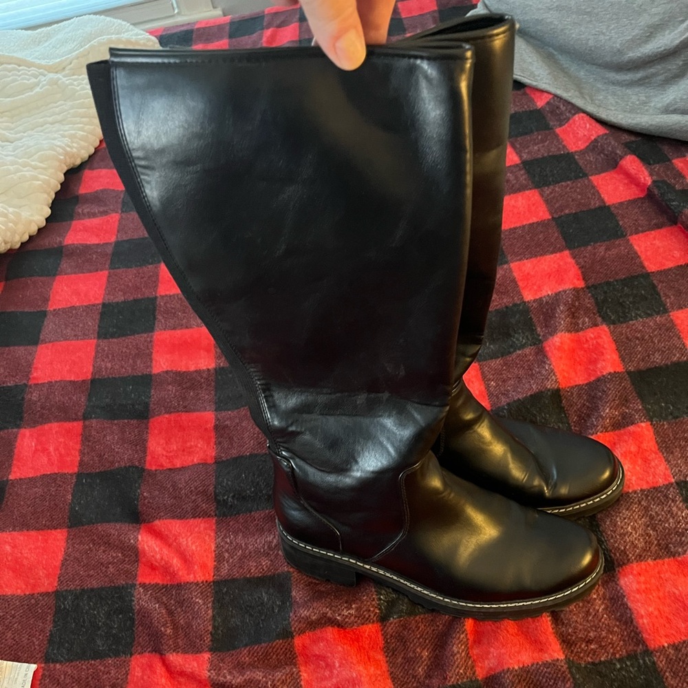 Universal thread tall faux leather boots